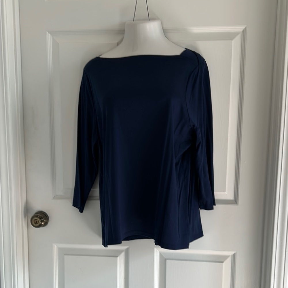 Talbots Blue Blouse with Long Sleeves and Relaxed Fit